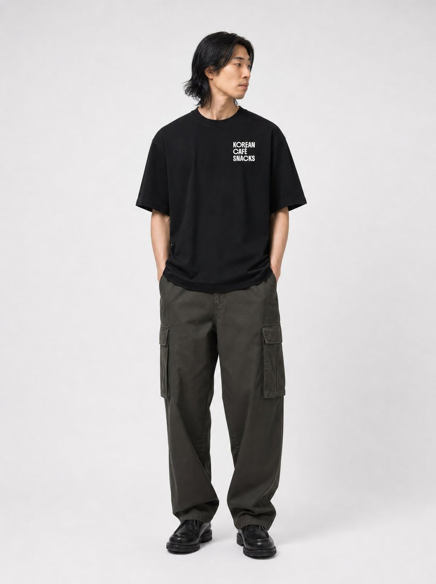 Korean Café Snacks Oversized T-Shirt for Men