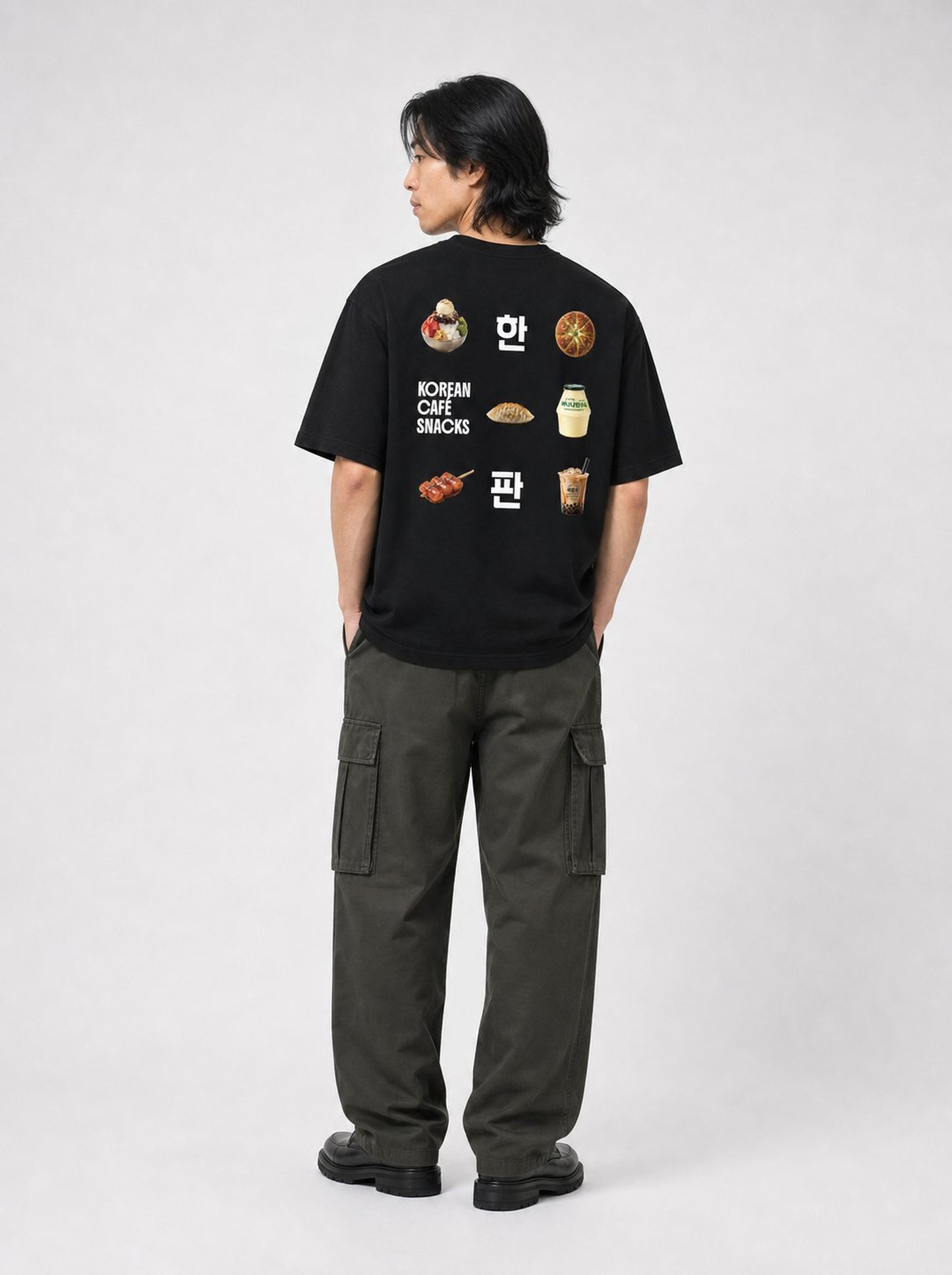 Korean Café Snacks Oversized T-Shirt for Men