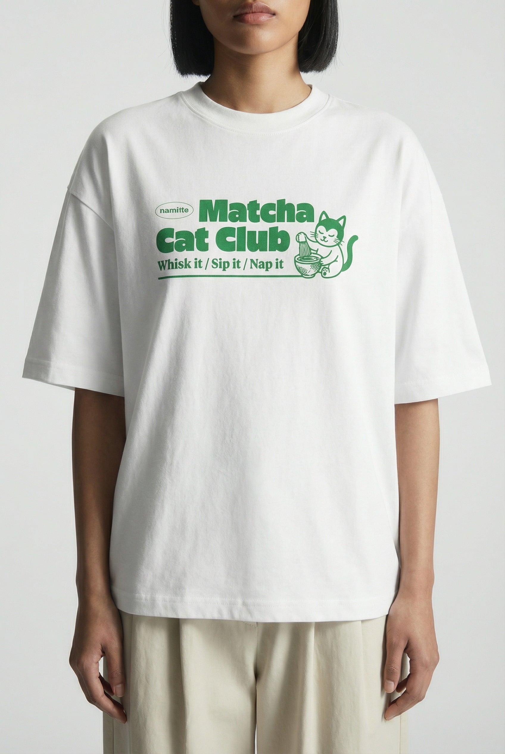 Matcha Cat Club – 240 GSM Boxy Fit Oversized T-shirt - Shade Of You