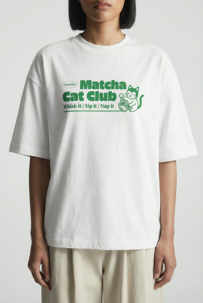 Matcha Cat Club – 240 GSM Boxy Fit Oversized T-shirt - Shade Of You