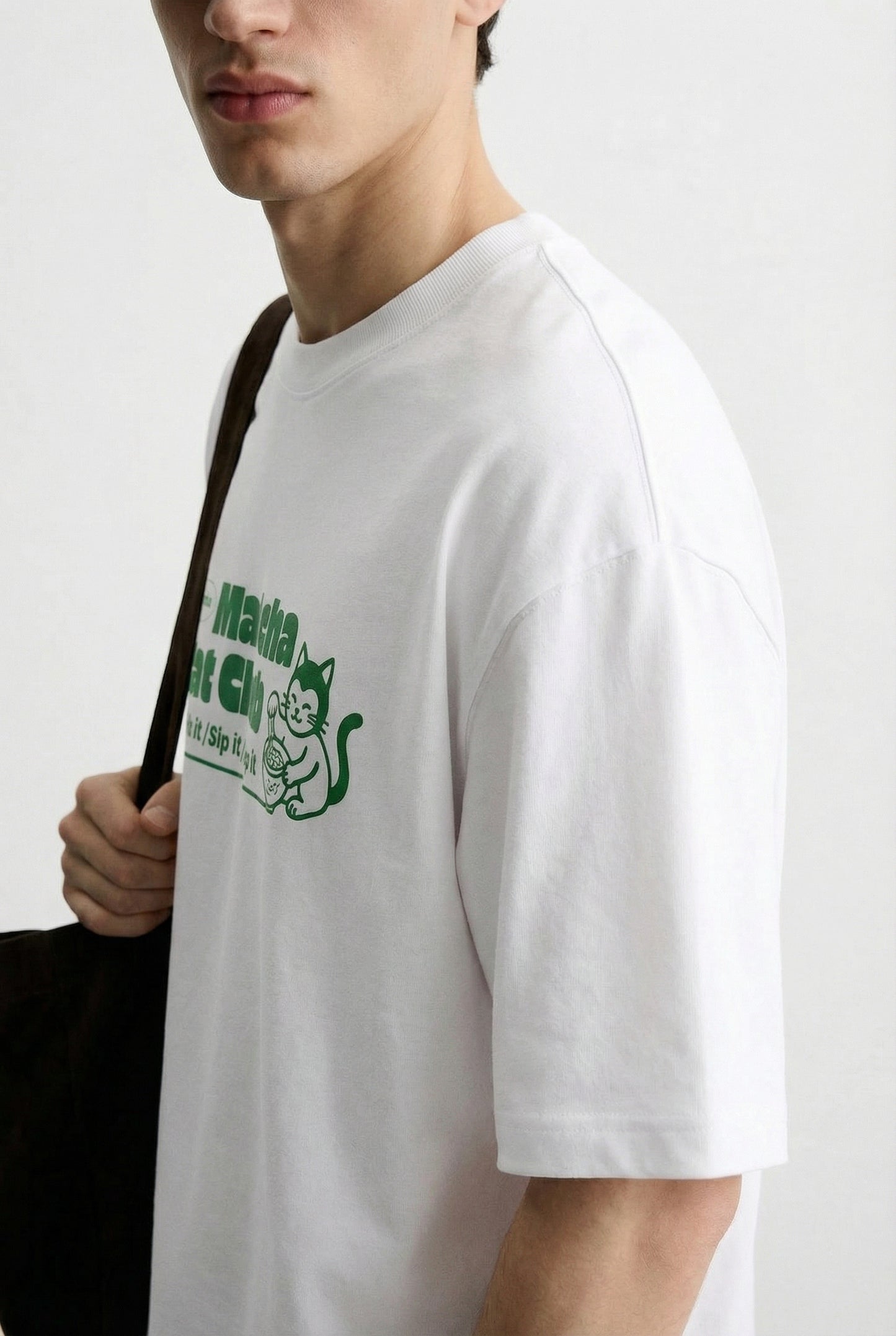 Matcha Cat Club – 240 GSM Boxy Fit Oversized T-shirt   - Shade Of You