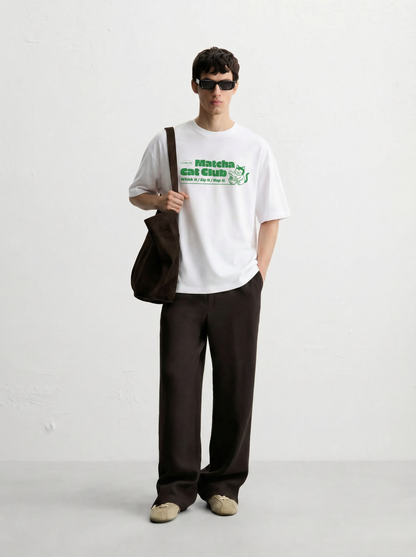 Matcha Cat Club – 240 GSM Boxy Fit Oversized T-shirt   - Shade Of You