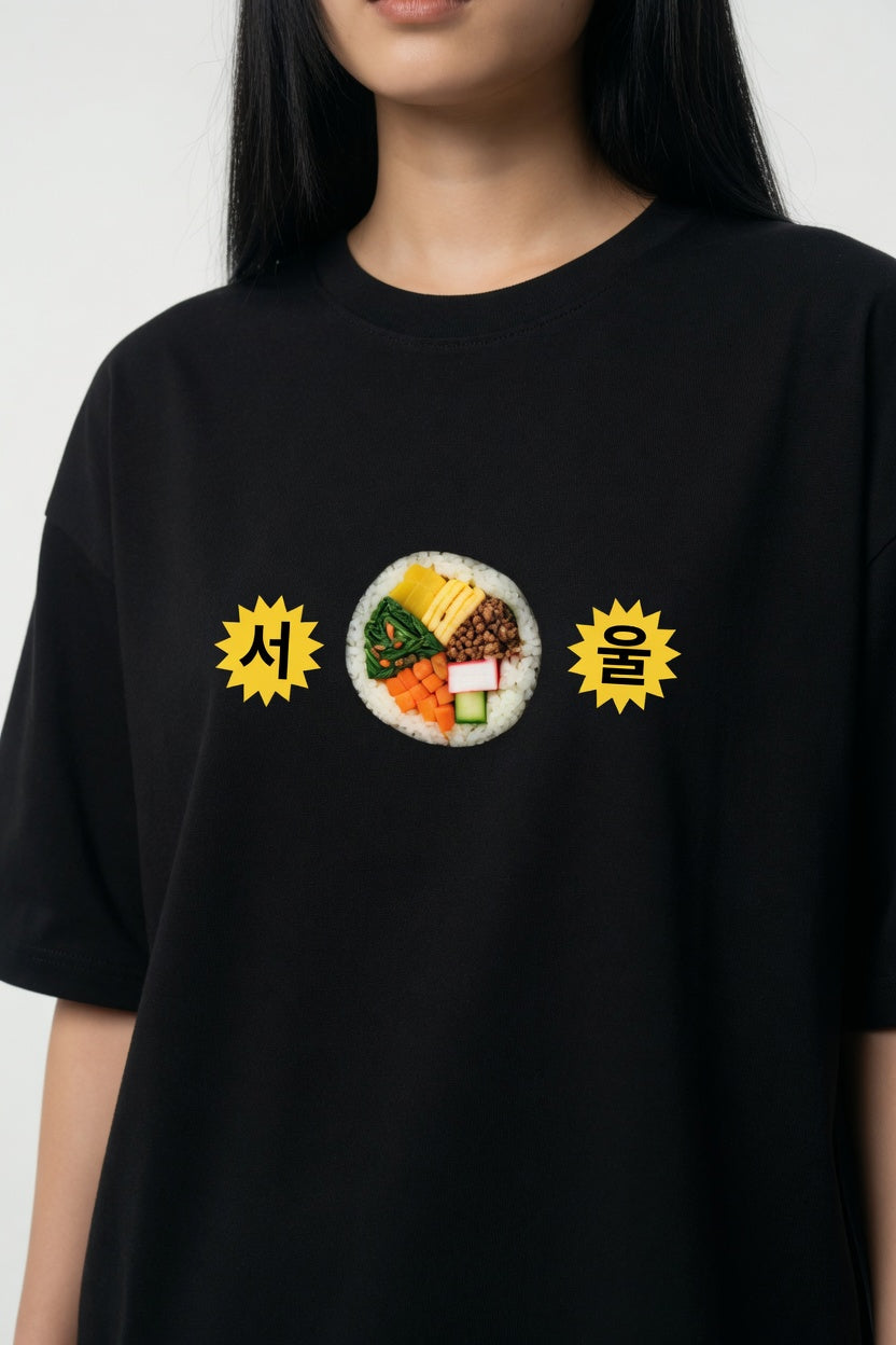 Kimbap Oversized T-Shirt for Women - Korean Streetwear Graphic Tee