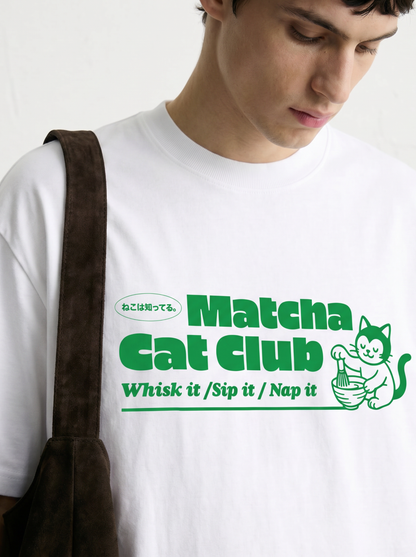 Matcha Cat Club – 240 GSM Boxy Fit Oversized T-shirt   - Shade Of You